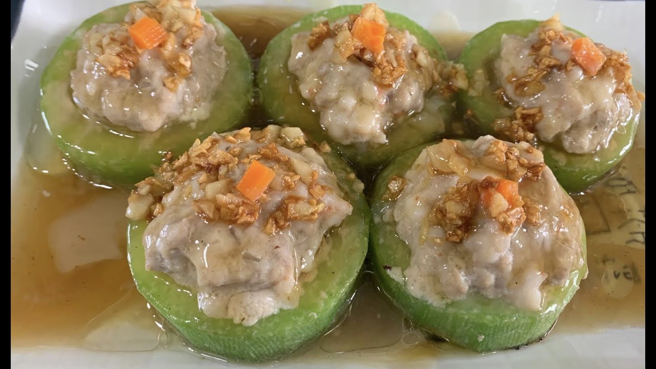 肉碎酿节瓜 Stuffed Hairy Gourd with Minced Pork