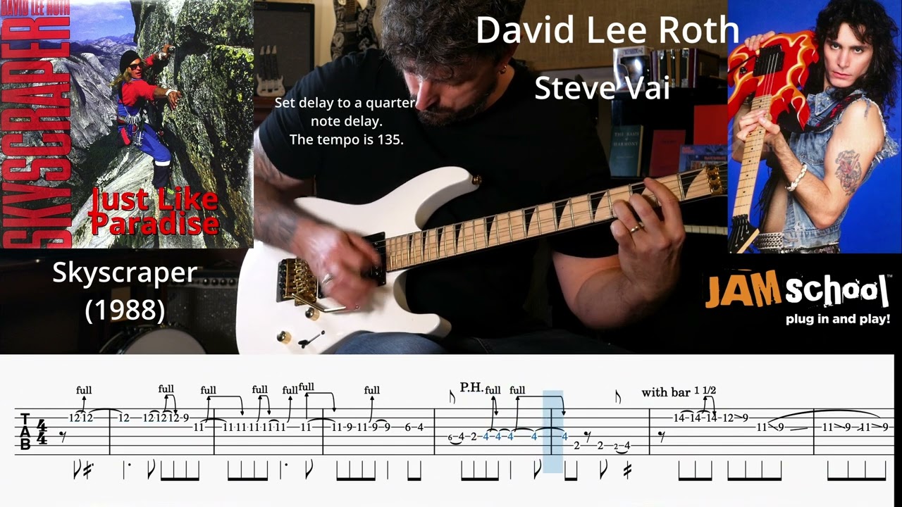 David Lee Roth Just Like Paradise Guitar Solo with TAB (Steve Vai)