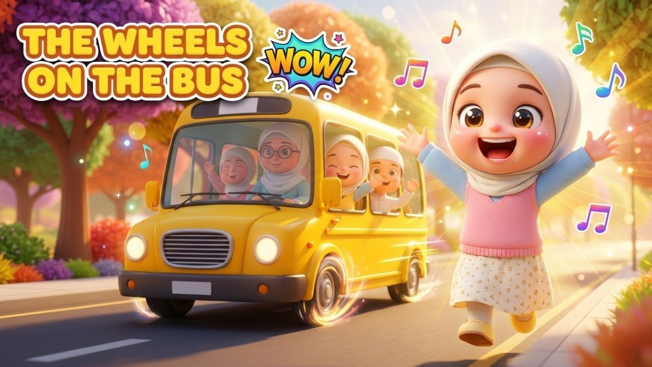 Wheels on the Bus Islamic kids Song | Fun Kids Nasheed with Allahu Akbar & Bismillah  #nurseryrhymes