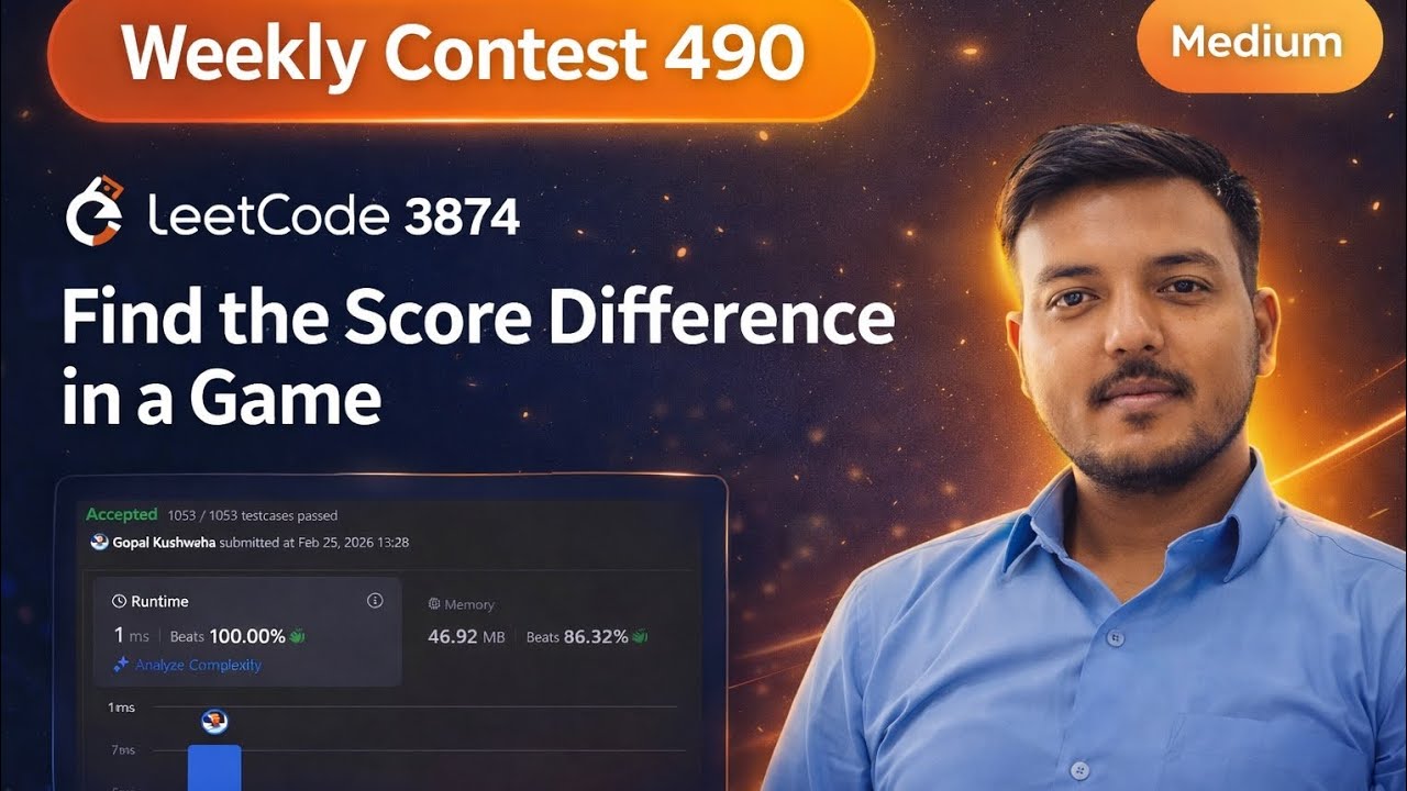 LeetCode 3847 Weekly Contest 490 | Find the Score Difference in a Game | Java