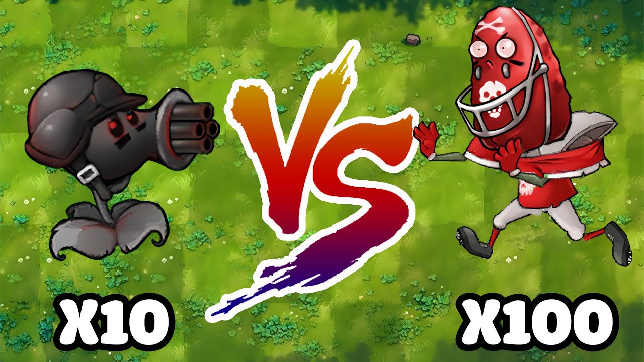 10 DESTRUCTION MUSHROOM MACHINE GUNNER vs 100 ZOMBIES RANDOM, Who Will Win? PVZ Hybrid Challenge