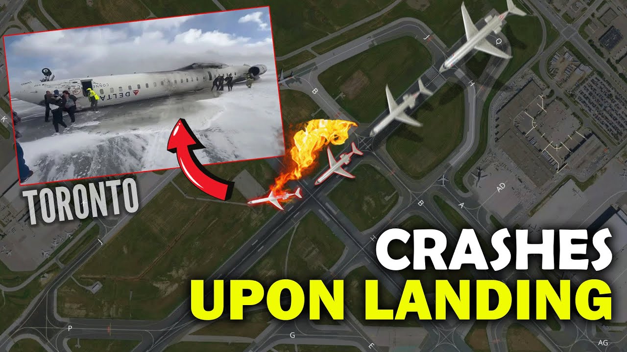 Flipping UPSIDE DOWN, Plane Crashes Upon Landing at Toronto Pearson