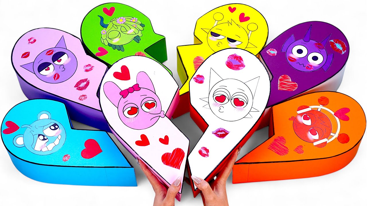 ✨Paper DIY✨ Incredibox COUPLE Love SPRUNKI BLIND BOX Unboxing | How To Make HEART Blind Bag ASMR