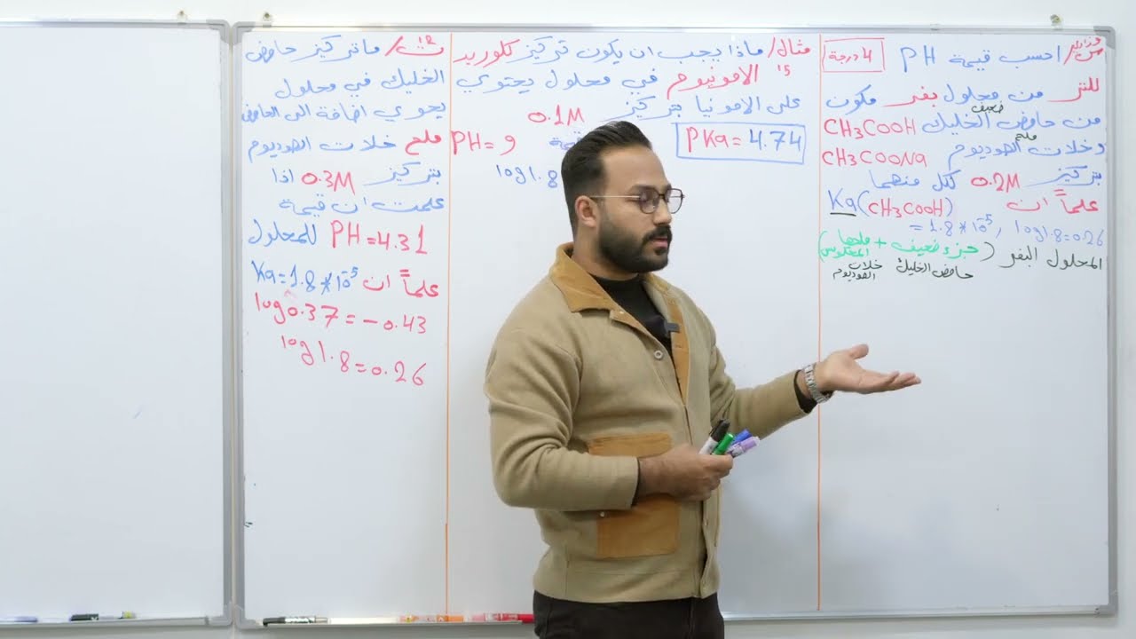 كيمياء-السادس العلمي-الفصل الثالث-مسائل المحلول البفر