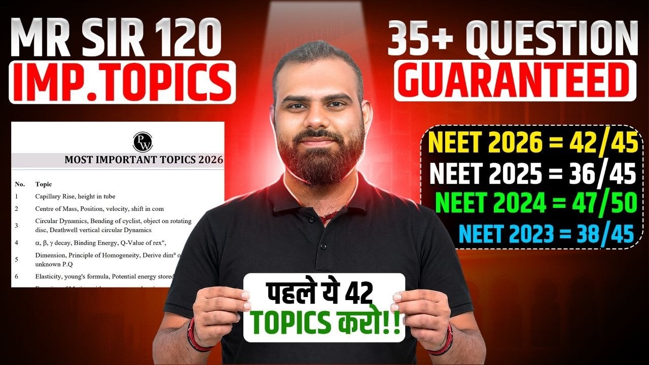 MR Sir 120 Important Topics for Physics 😎 140+ in PHYSICS (RENEET 2026) Proof✅ #neet #mrsir #physics
