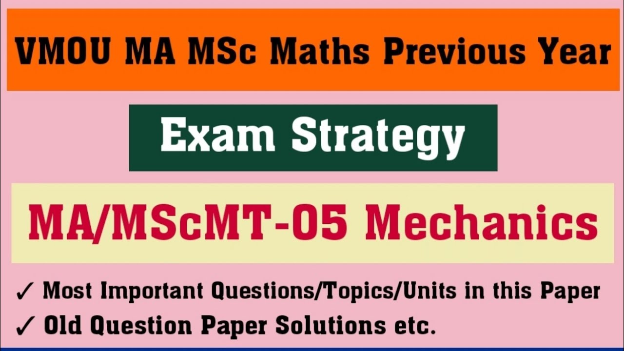 Exam Strategy VMOU MAMScMT 05 l VMOU MA MSc Maths Important Questions Units l @FUTURE FIRST CLASSES
