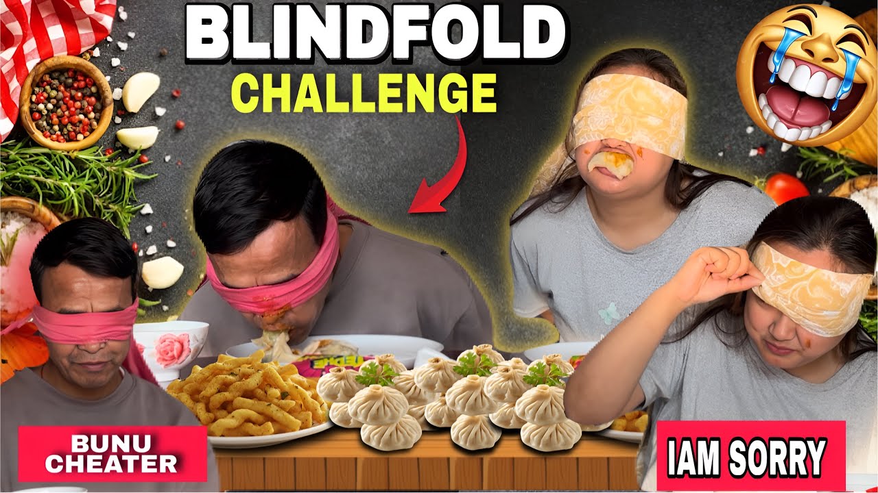 BLINDFOLD EATING CHALLENGE 😂 Mama ko Akha Bata Ashu Ayo Piro vayera 🥵🥹 