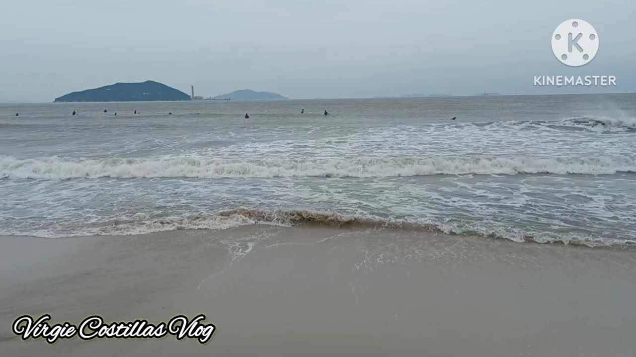 The View of surfing in Lower Chung Sha Beach in Lantau Island 