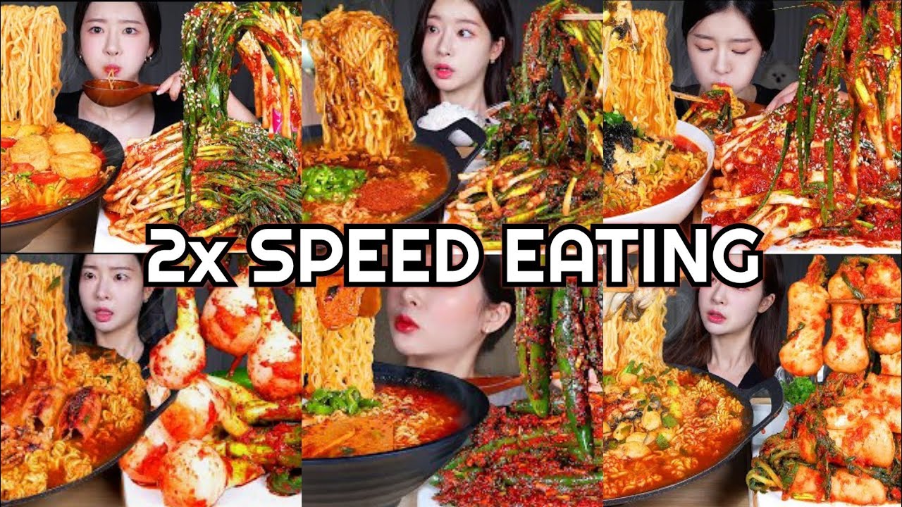 Kimchi Spicy Noodles Ramyeon | Fume Mukbang Compilation | ASMR 2x Speed Eating Show 