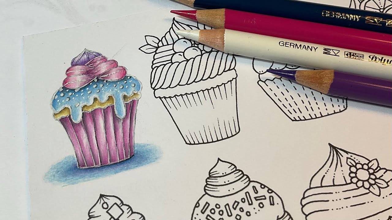 How I cover black lines in coloring books 🌸Small victories (postcards)by Johanna Basford-polychromos