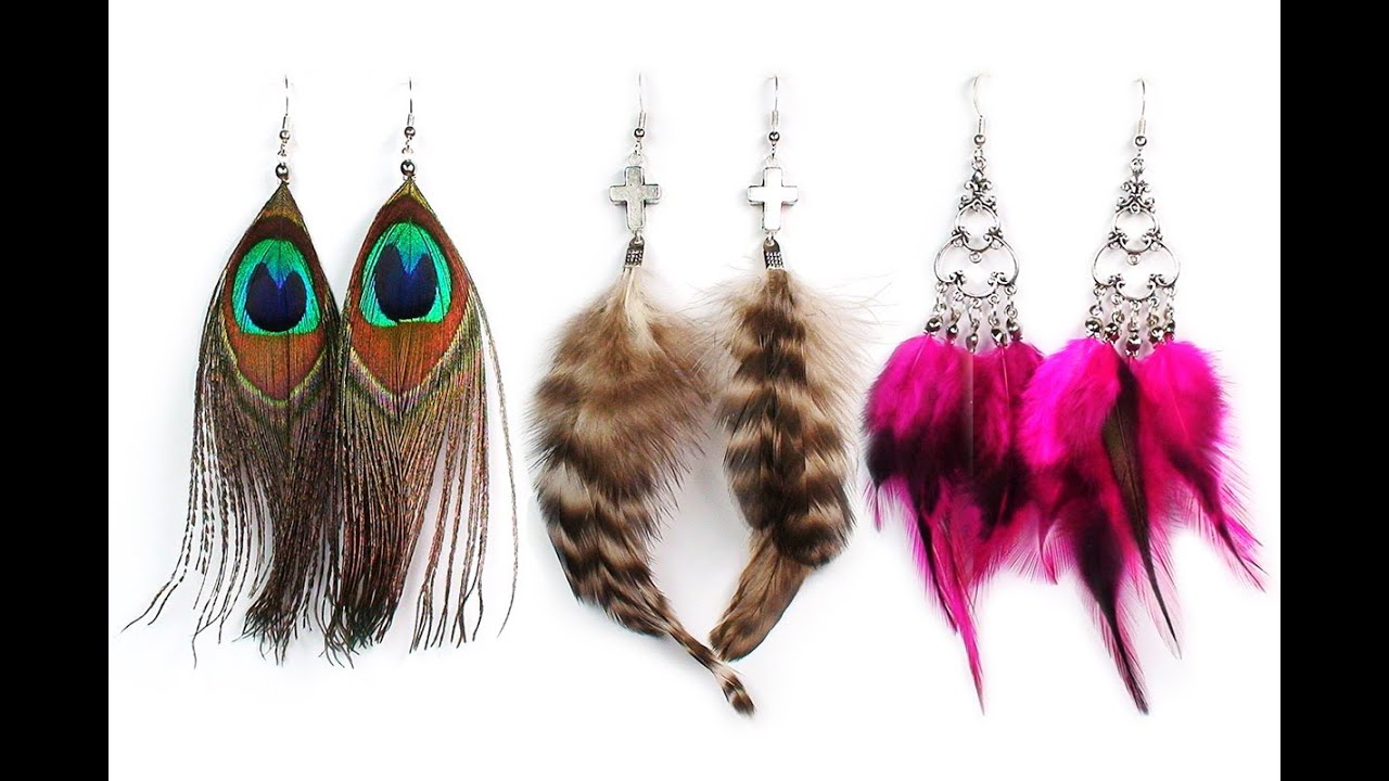 DIY: Earrings with feathers PART 1 / Серьги с перьями своими руками (Часть 1)