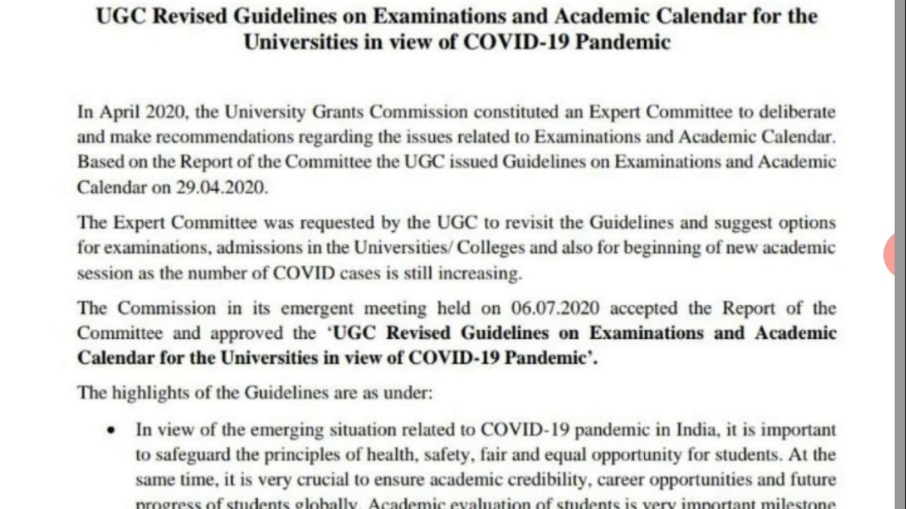 Final Semester Exam News Update || UGC Revised Guidelines for Exam.