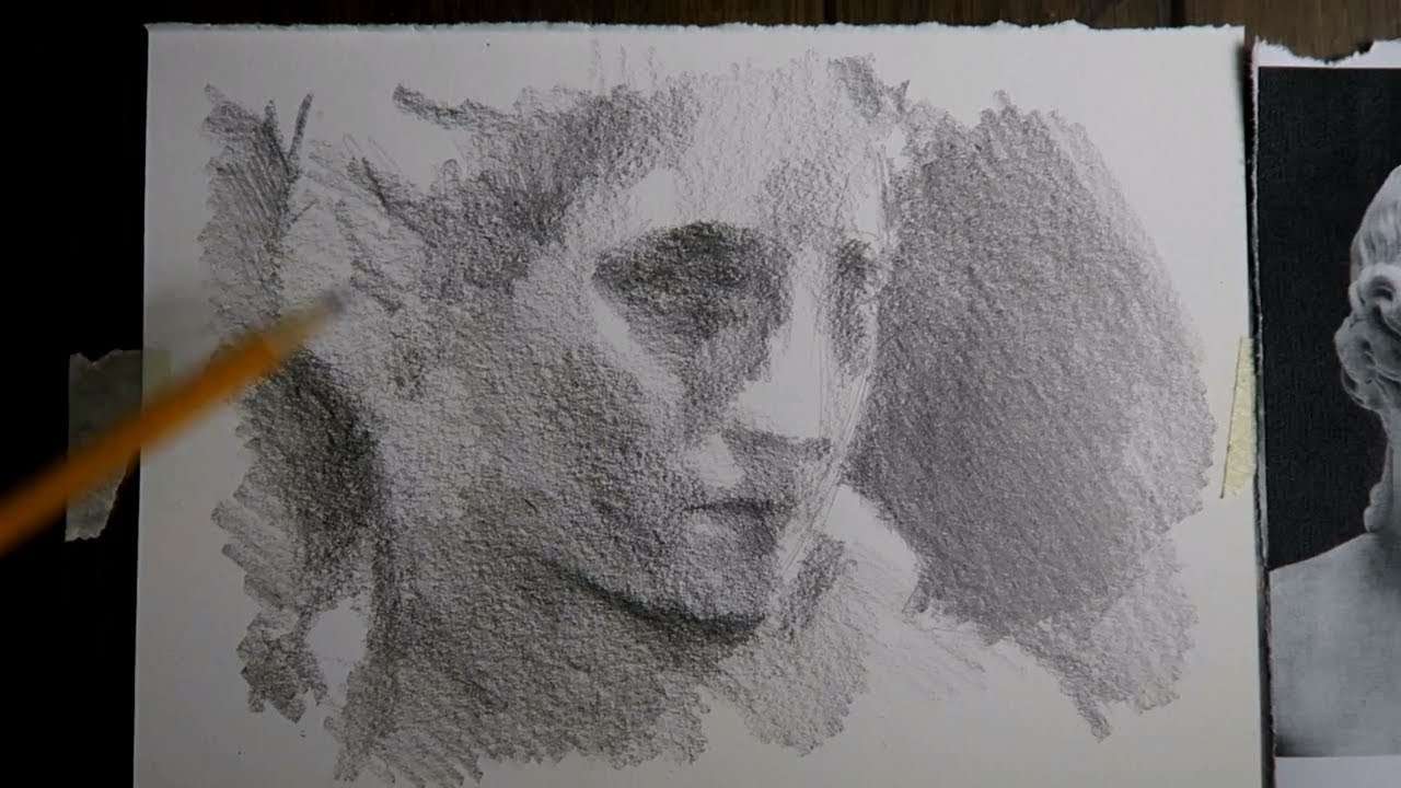 Drawing after a Classical statue - Graphite pencil
