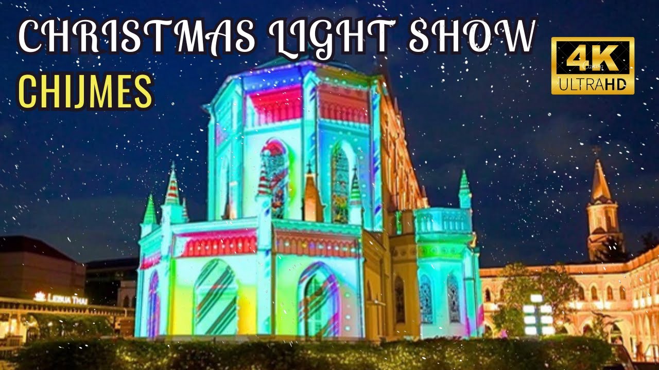 Magical Christmas Light Show at CHIJMES ~ Singapore [4K]