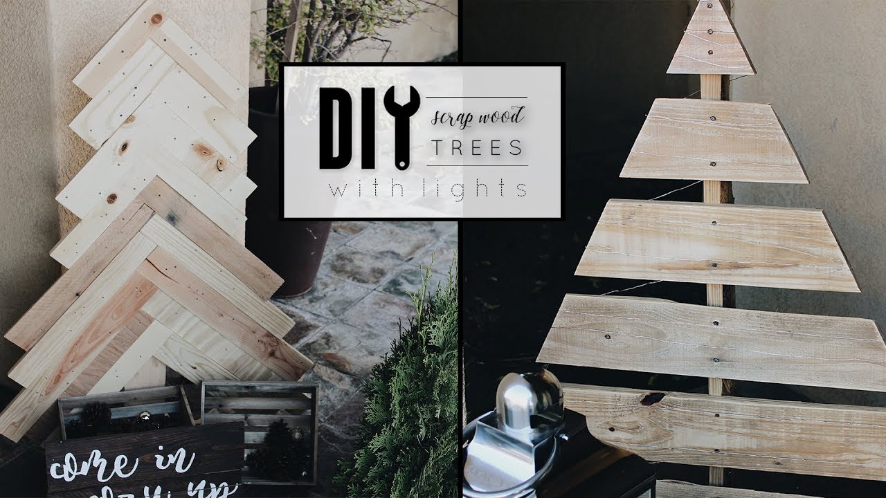 DIY Wood Christmas Trees with Lights