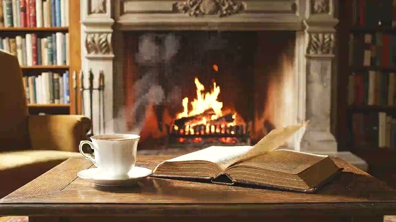 10 Hour Cozy Cabin Fireplace | Crackling Fire & Snow Outside Full HD