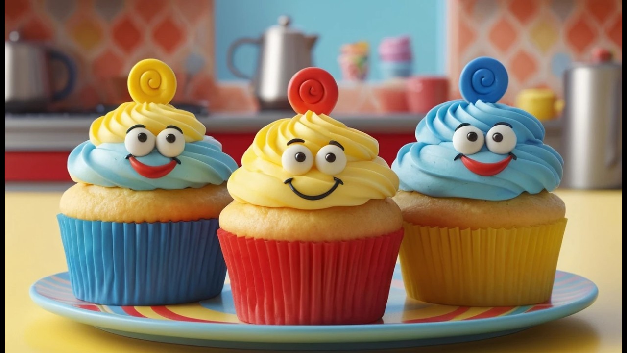 Three Little Toy Cupcakes Yum Yum Yum | Sweet Counting Song & Play Food Rhyme