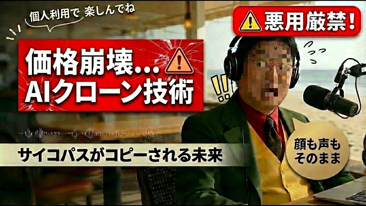 “サイコパスおじさん”が量産されてしまう件😱 数十秒の音声と写真1枚で「岡田斗司夫みたいなAIクローン」を作る仕組みを解説！昔は高額だったのに、今は無料のオープンソースモデルでここまで出来てしまう💦