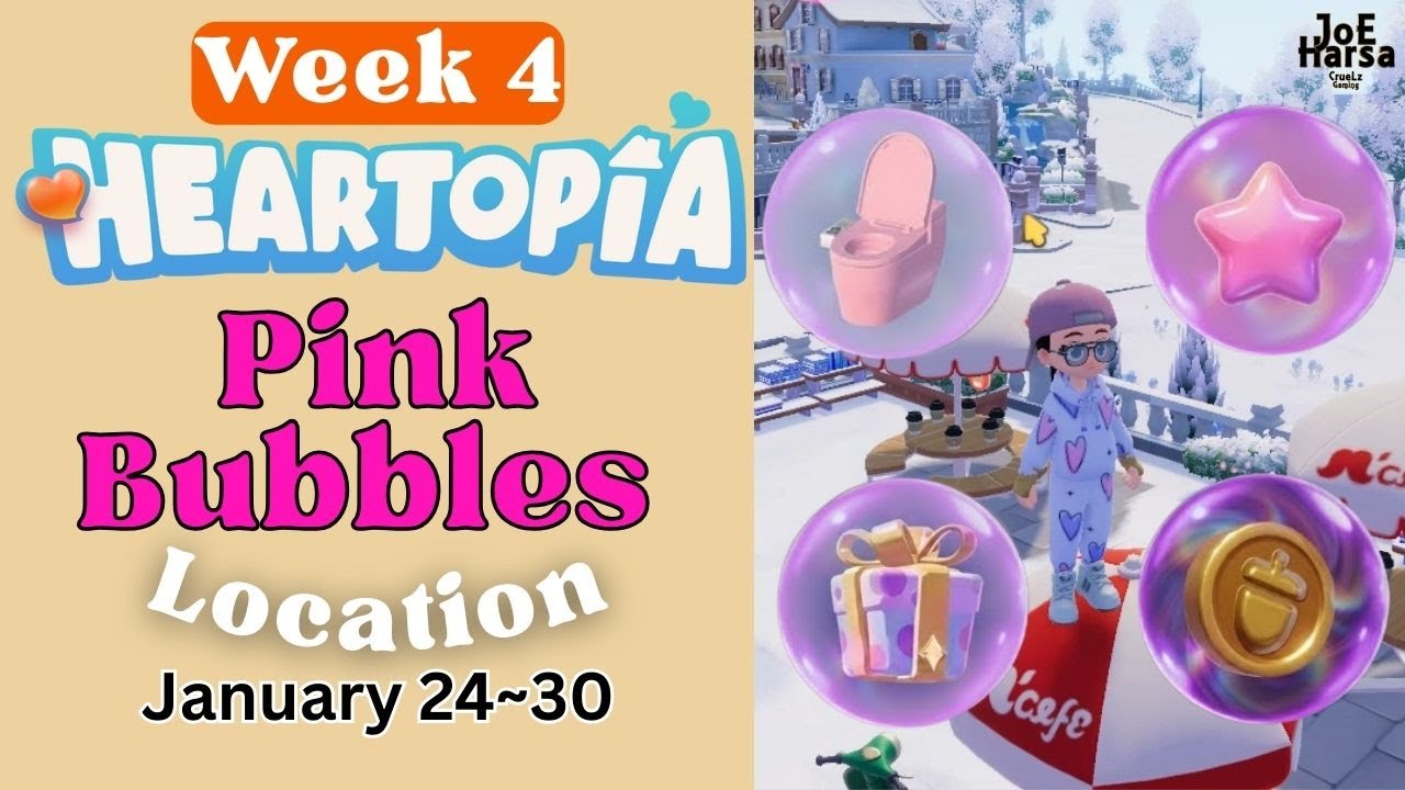 [Week 4] Heartopia Pink Bubble Locations | Toilet, Furniture & Wishing Star