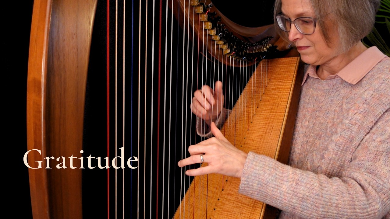 Gratitude, uplifting Mixolydian harp music