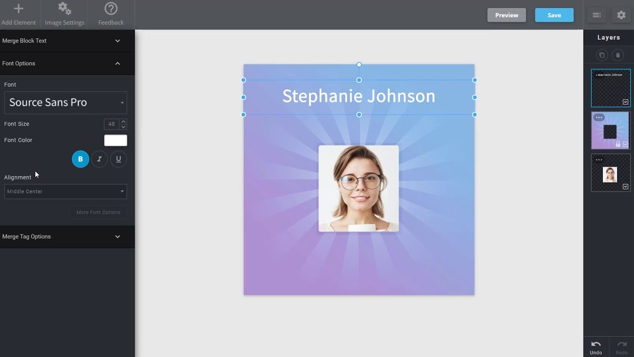 Personalized Images using Image and Text Variables