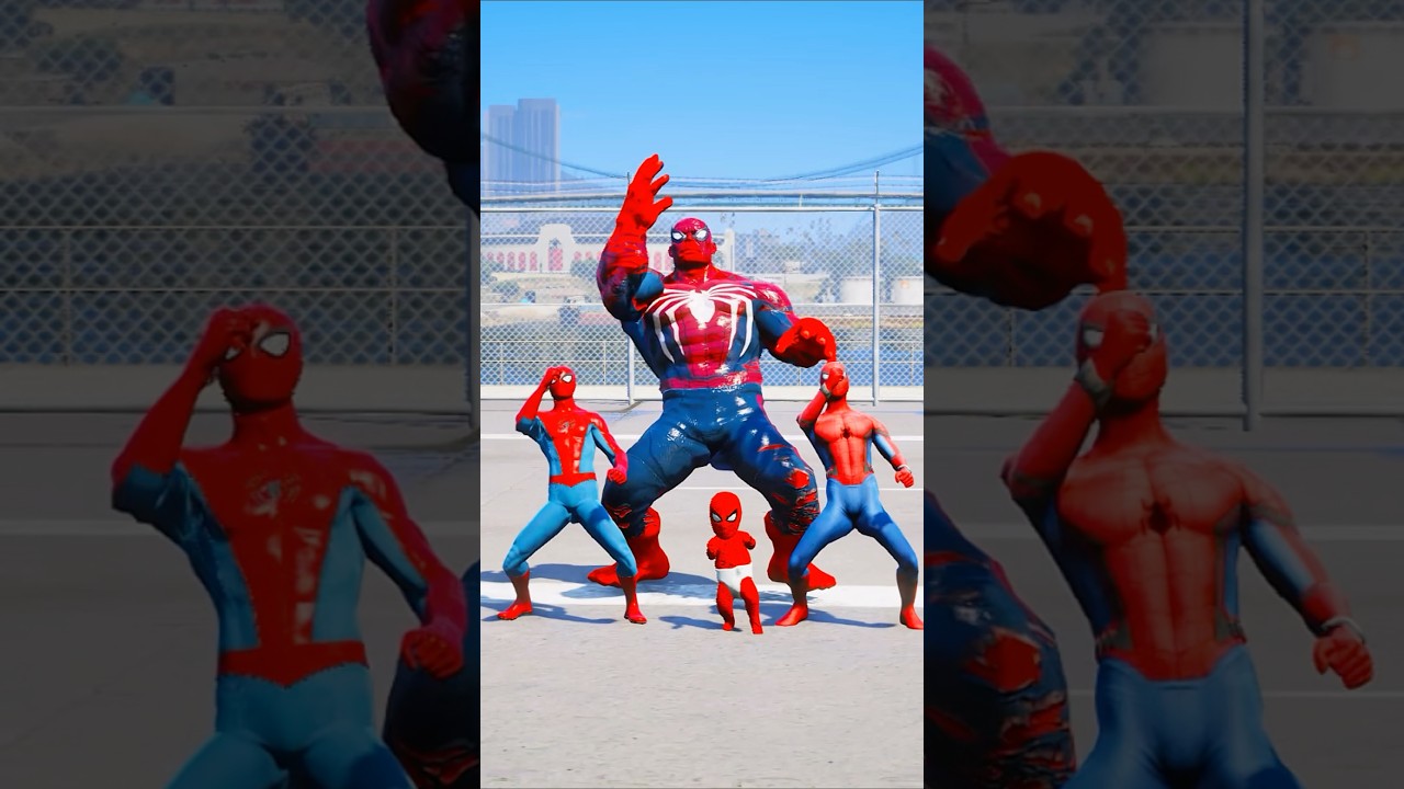 SPIDER-MAN VS MINI BABY SUPERHEROES BATTLE #gta5 #shorts #spiderman #hulk