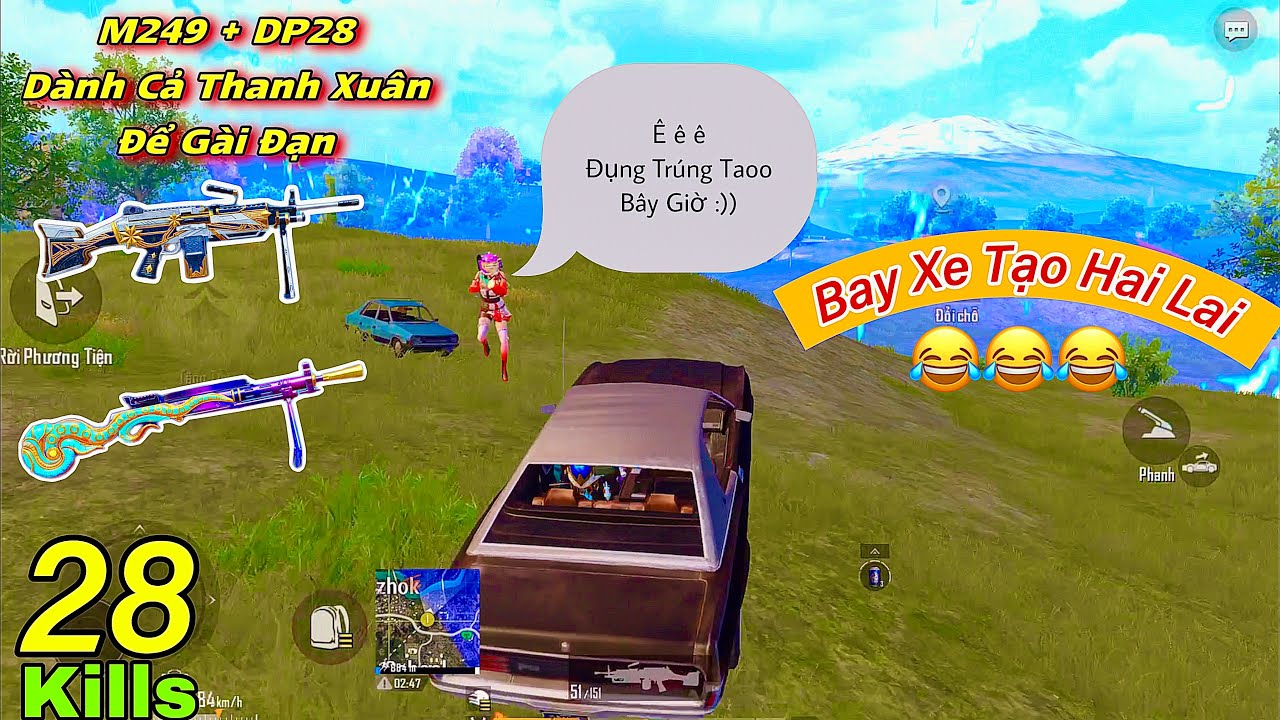 Pubg Mobile - Combo Dành Cả Thanh Xuân Để Gài Đạn M249 + DP28 | Trâu Già Bay Xe Tạo Nên Highlights