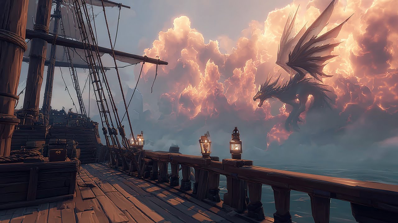 Dragon’s Tide | Cinematic Fantasy Ambience + Ocean Waves (Subtle Animation, 1 Hour)