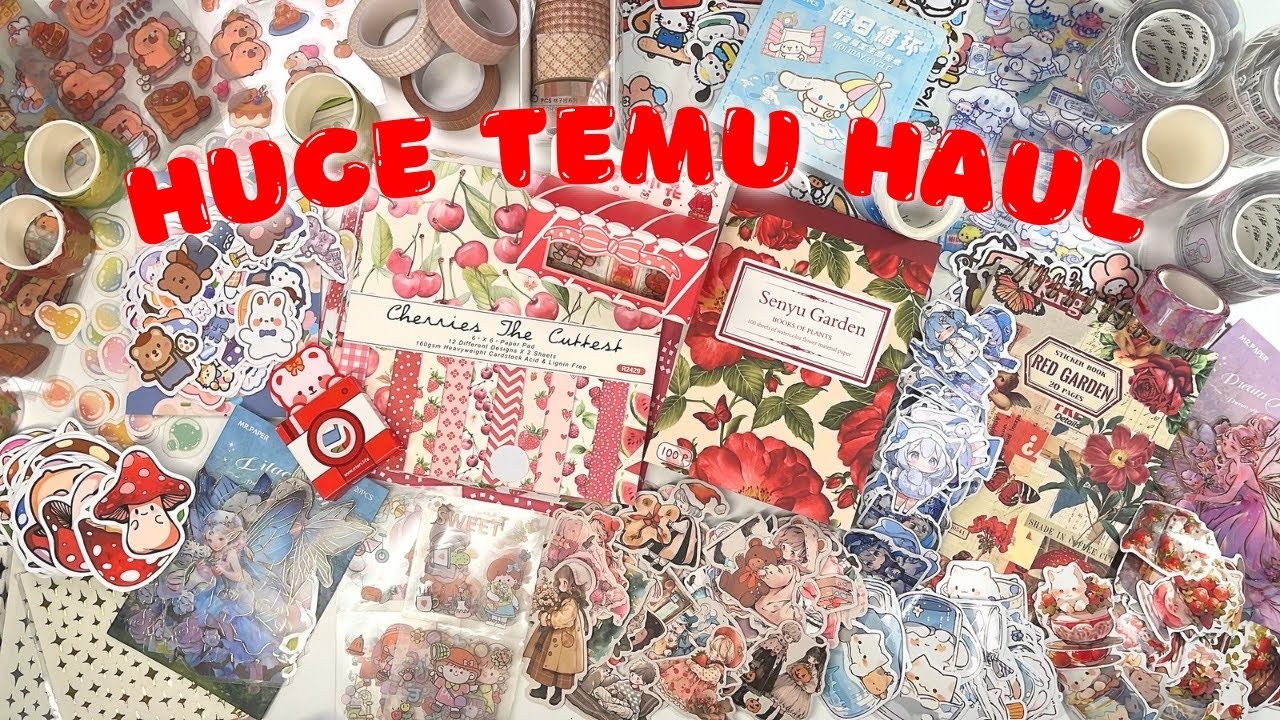 HUGE Temu Stationary Haul | 25+ washi tapes | lots of stickers