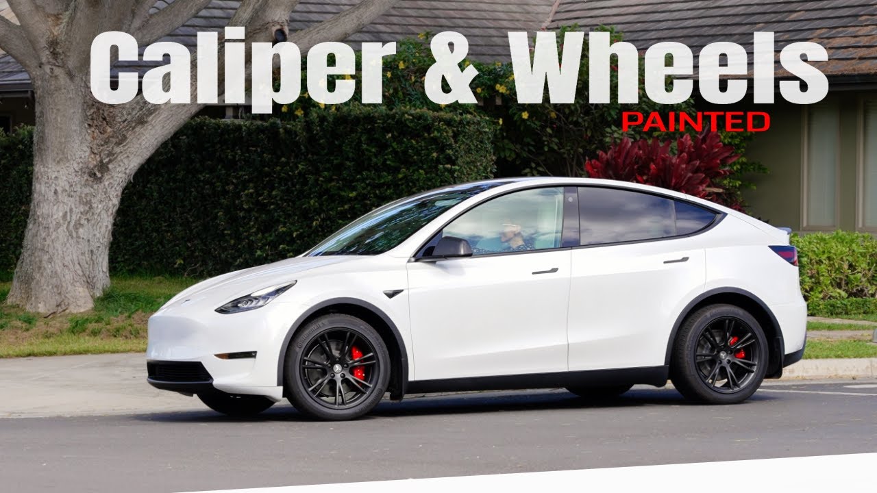 Tesla Model Y - Red Caliper & Wheels Painted