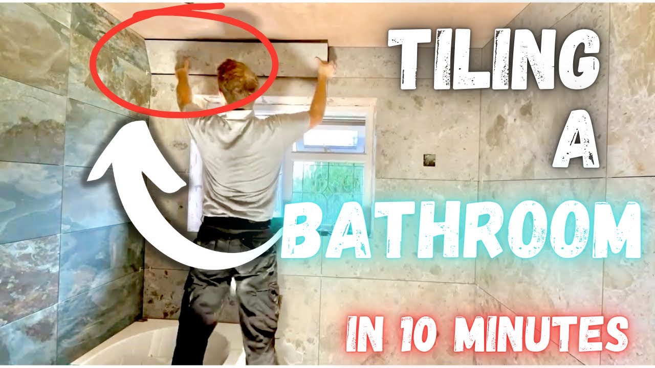 Tiling a Bathroom in 10 MINUTES | Time lapse Tiling