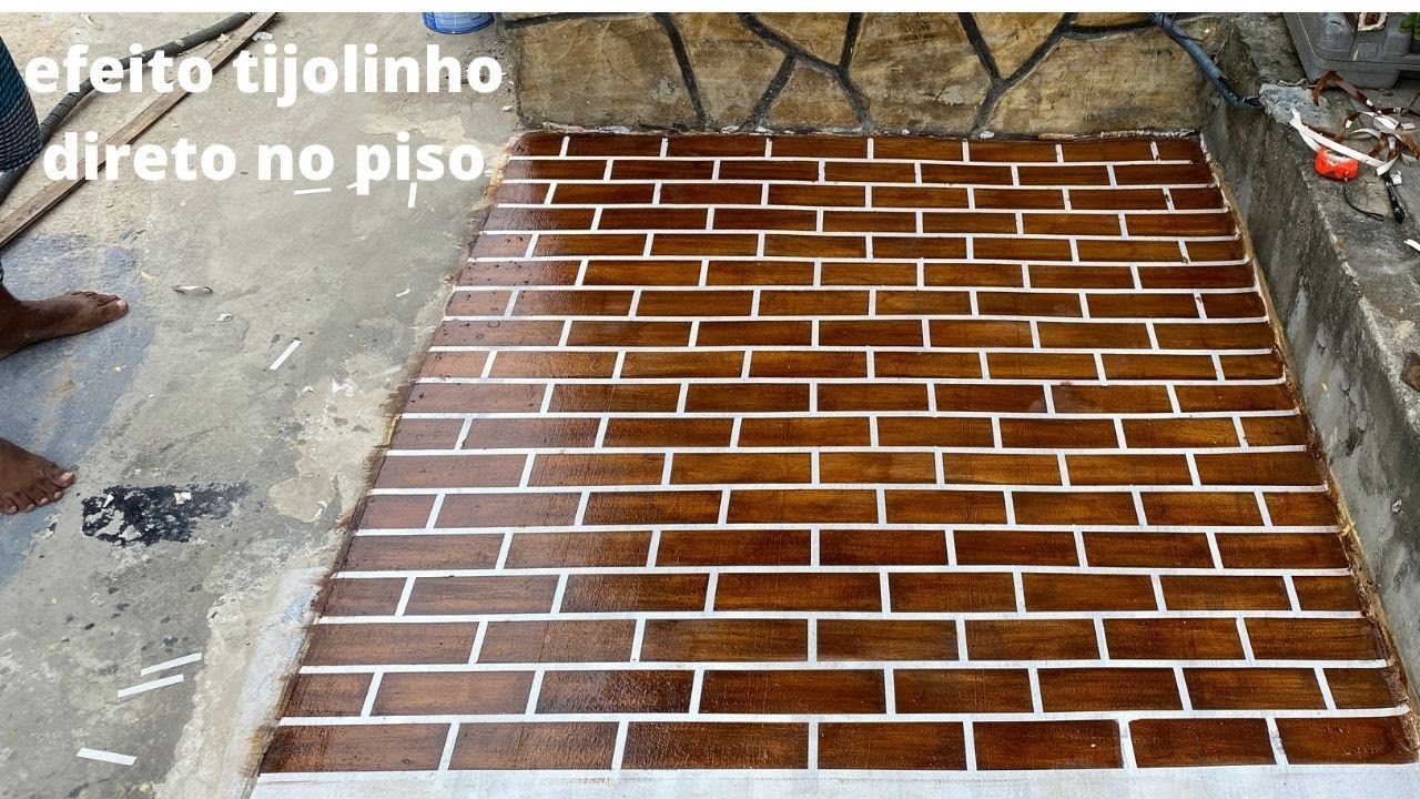 efeito tijolinho direto no piso rápido fácil e barato passo a passo completo