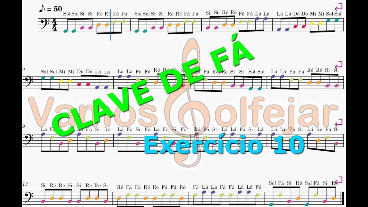 Lendo Notas Musicais na Clave de Fá - Exercício 10