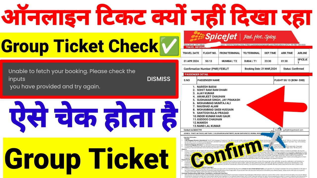 flight ka ticket kaise check kare | how to check flight ticket | group ticket kaise check kare