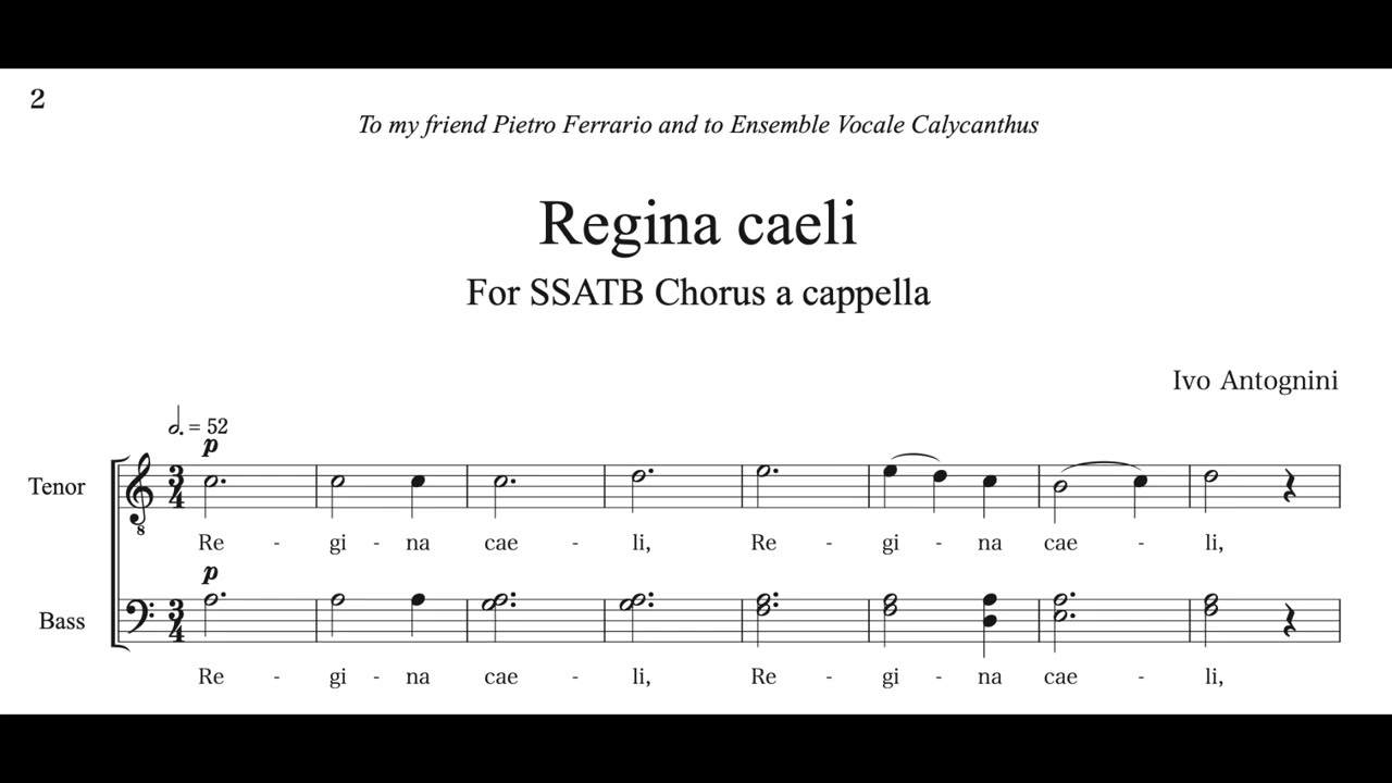 Ivo Antognini - Regina cæli (score video)