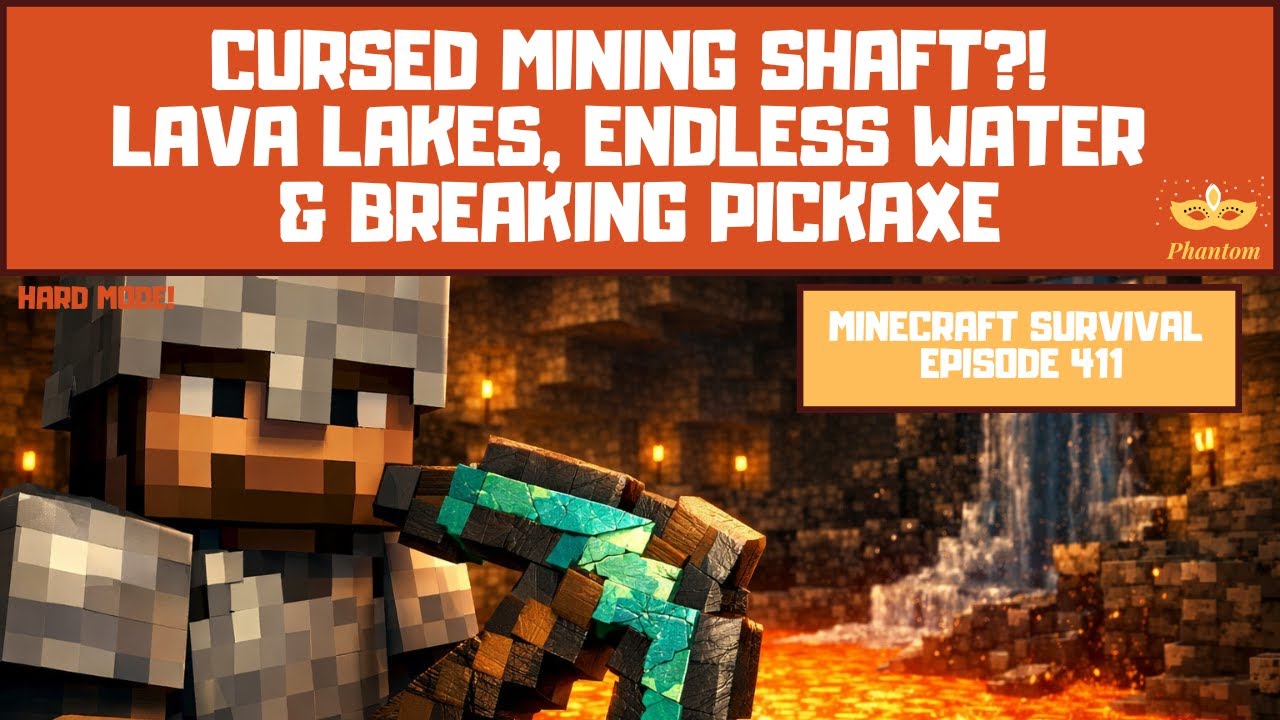 Cursed Mining Shaft?! Lava Lakes, Endless Water & Breaking Pickaxe - Let's Play Minecraft S01E411