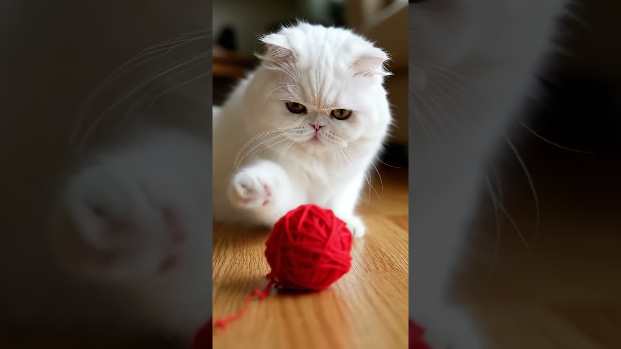 CAT PLAYING WITH YARM BALL 🐱 #ai #cat #viral #youtubeshorts