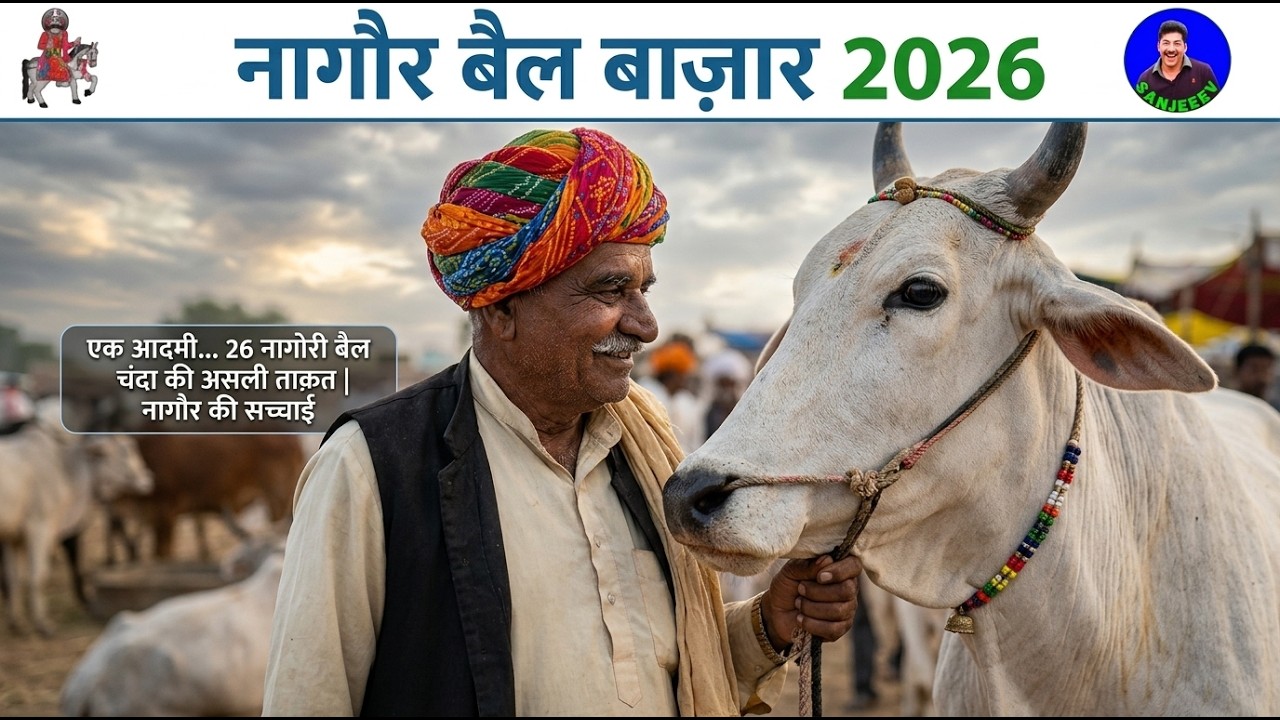 नागौरी बैलों का राजा चंदा 👑 | 26 बैलों का शाही स्टॉक  Nagaur Pashu Mela Market 2026 Nagori Ox Video