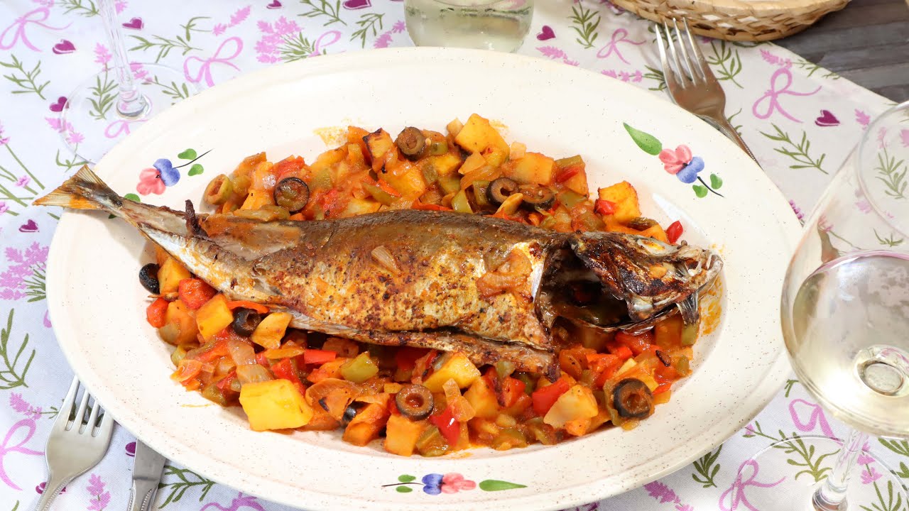 JUREL O CHICHARRO AL HORNO con verduras