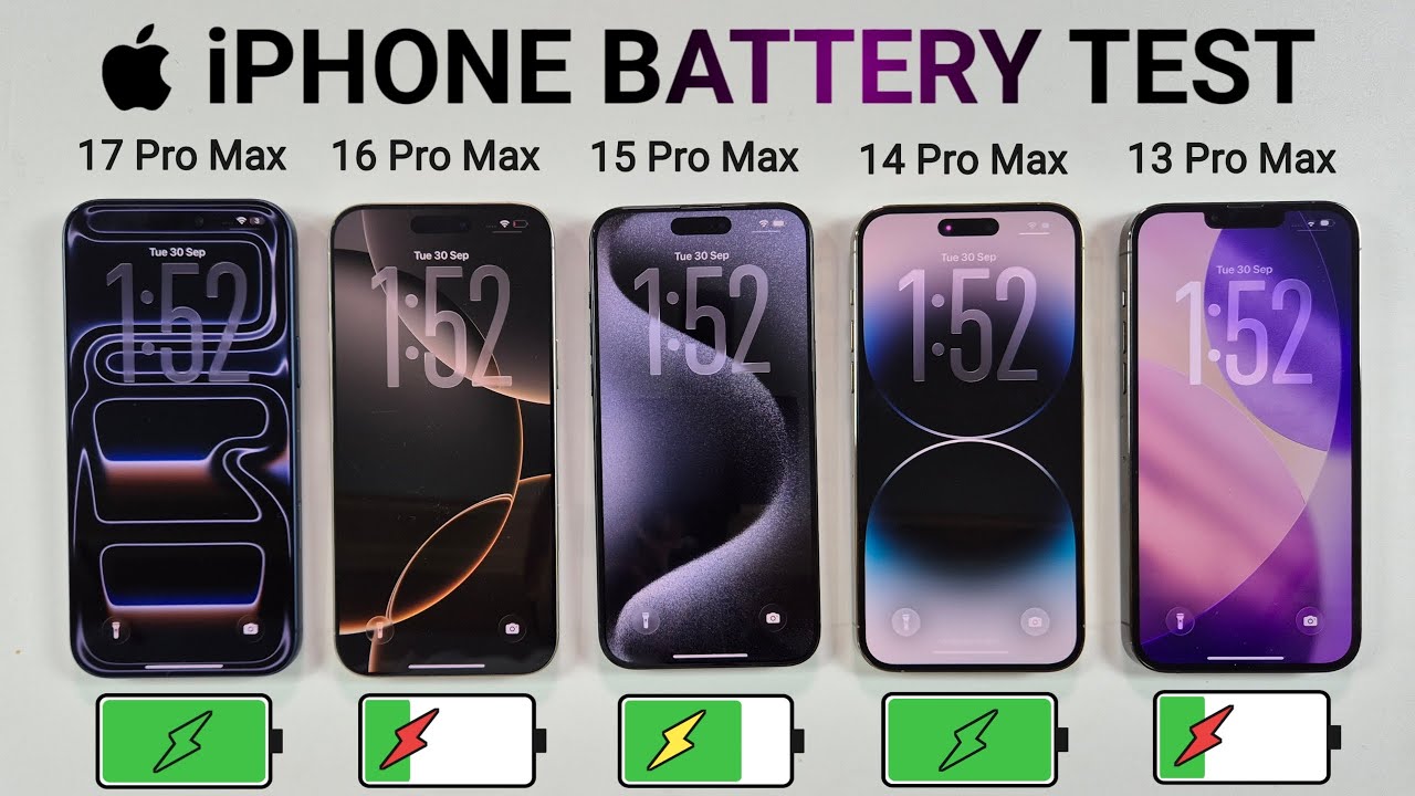 iPhone 17 Pro Max vs 16 Pro Max vs 15 Pro Max vs 14 Pro Max vs 13 Pro Max Battery Test!!