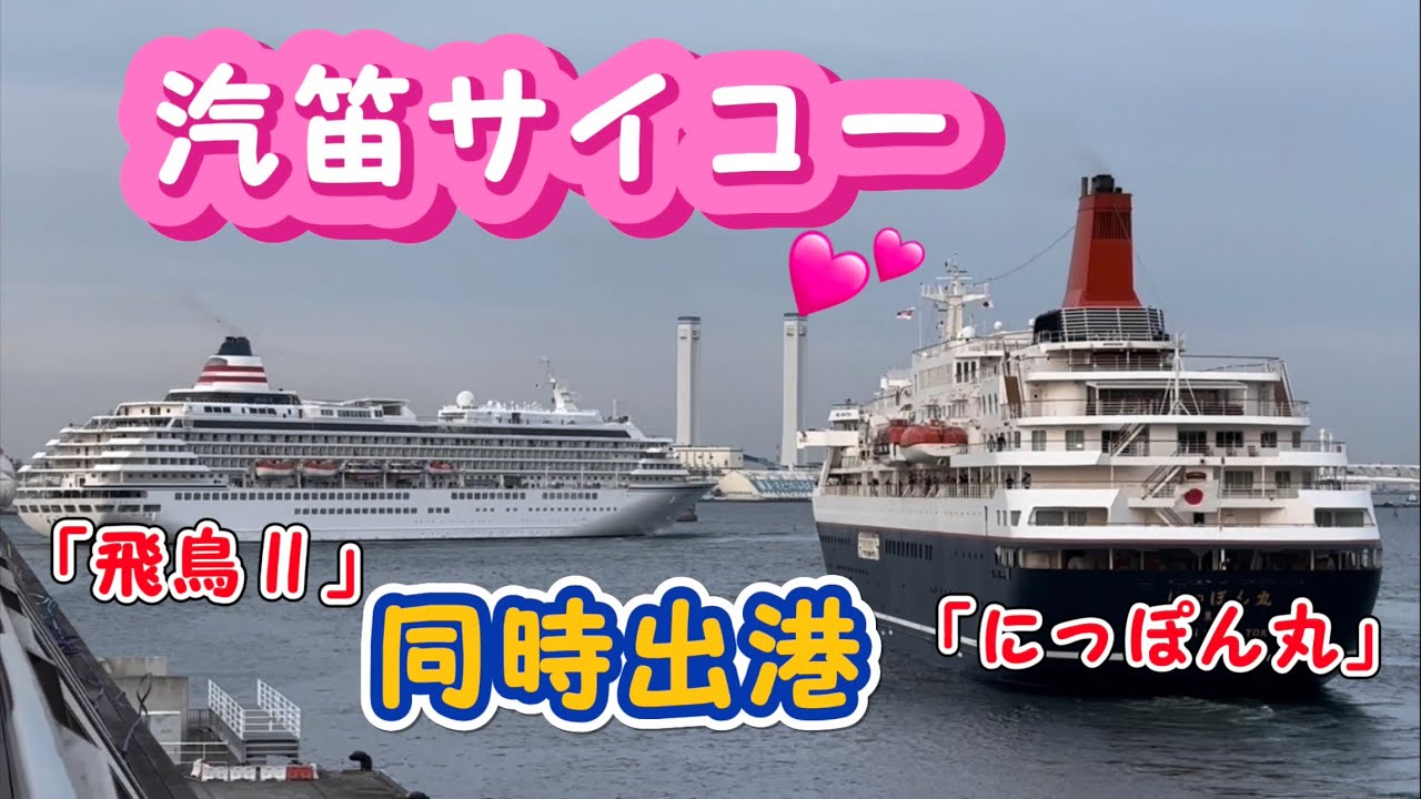 【横浜港】大さん橋→「飛鳥Ⅱ」「にっぽん丸」→【同時出港】後編🏃‍♀️🏃‍♂️