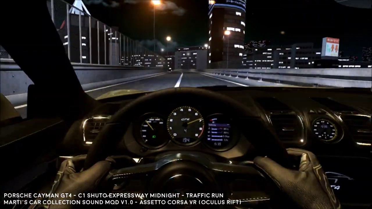 Porsche Cayman GT4 Exhaust Sound Mod Traffic Run - Assetto Corsa VR - Oculus Rift