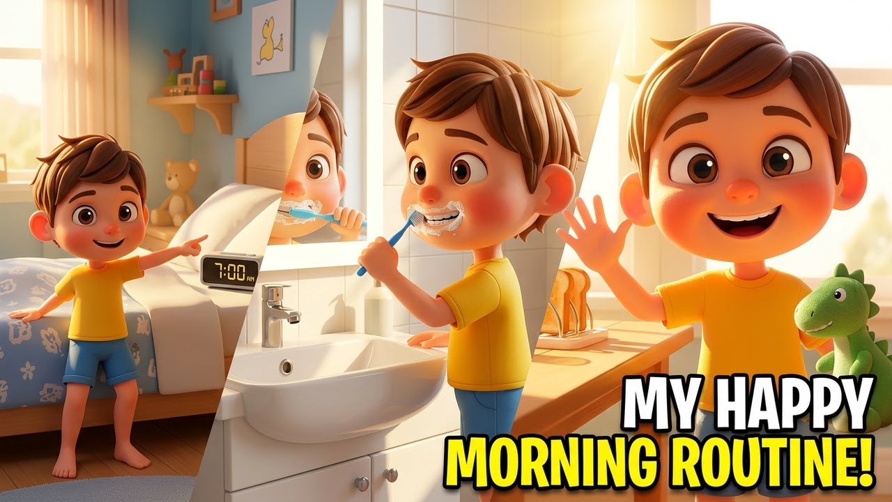 Learn With Me! 🌞 Kids Morning Routine | Healthy Habits for Kids | Daily Routine Story
