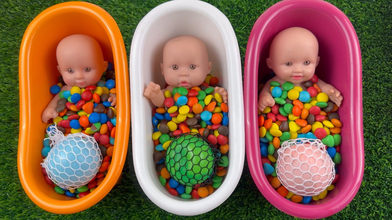 5 Minutes Satisfying ASMR: 3 Rainbow Bathtubs, M&M's & Magic Slime Cutting