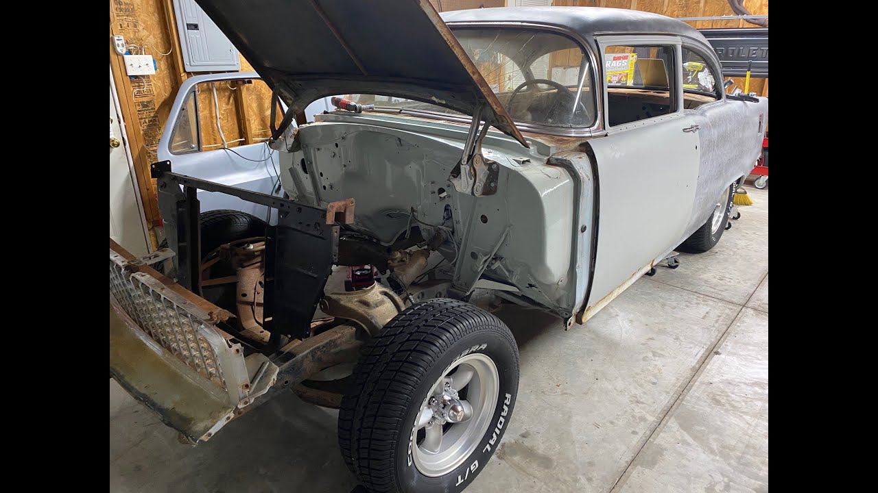 55 Chevy Front Clip Removal and Walkaround