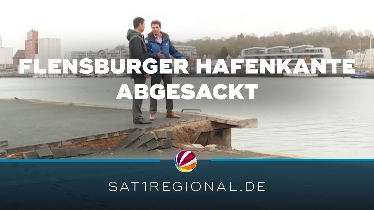 Sturmflutschaden: Hafenkante in Flensburg abgebrochen