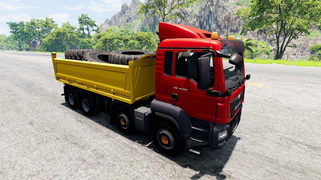 Transporting Old Spear Tires with MAN TGS Euro 6  | BeamNG Drive Cinematic 4K Quality Gameplay