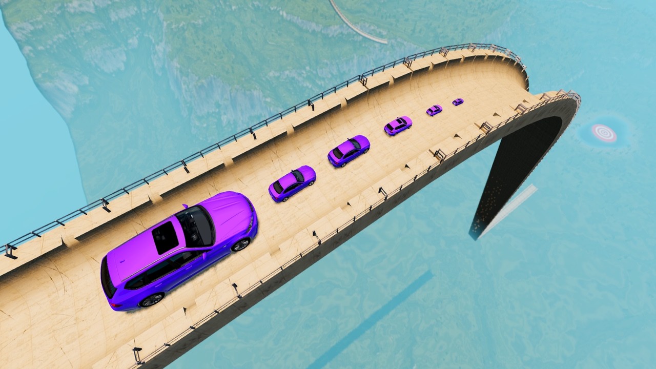 🤯Purple cars vs Impossible Mega Ramp and Massive pit 😱💥#beamngdrive #automobile