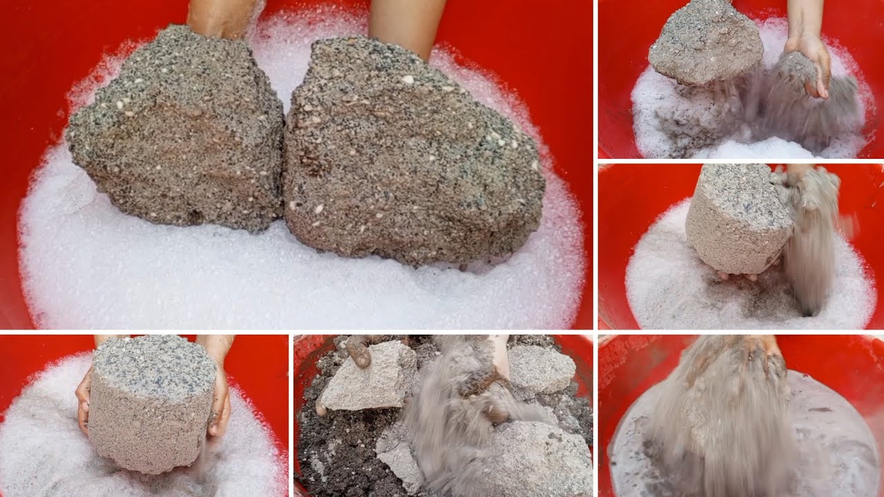 Mouthwatering video dusty crunchy gritty grainy texture crumble dry on paste and bubble 💭 water 🌊🌊🌊