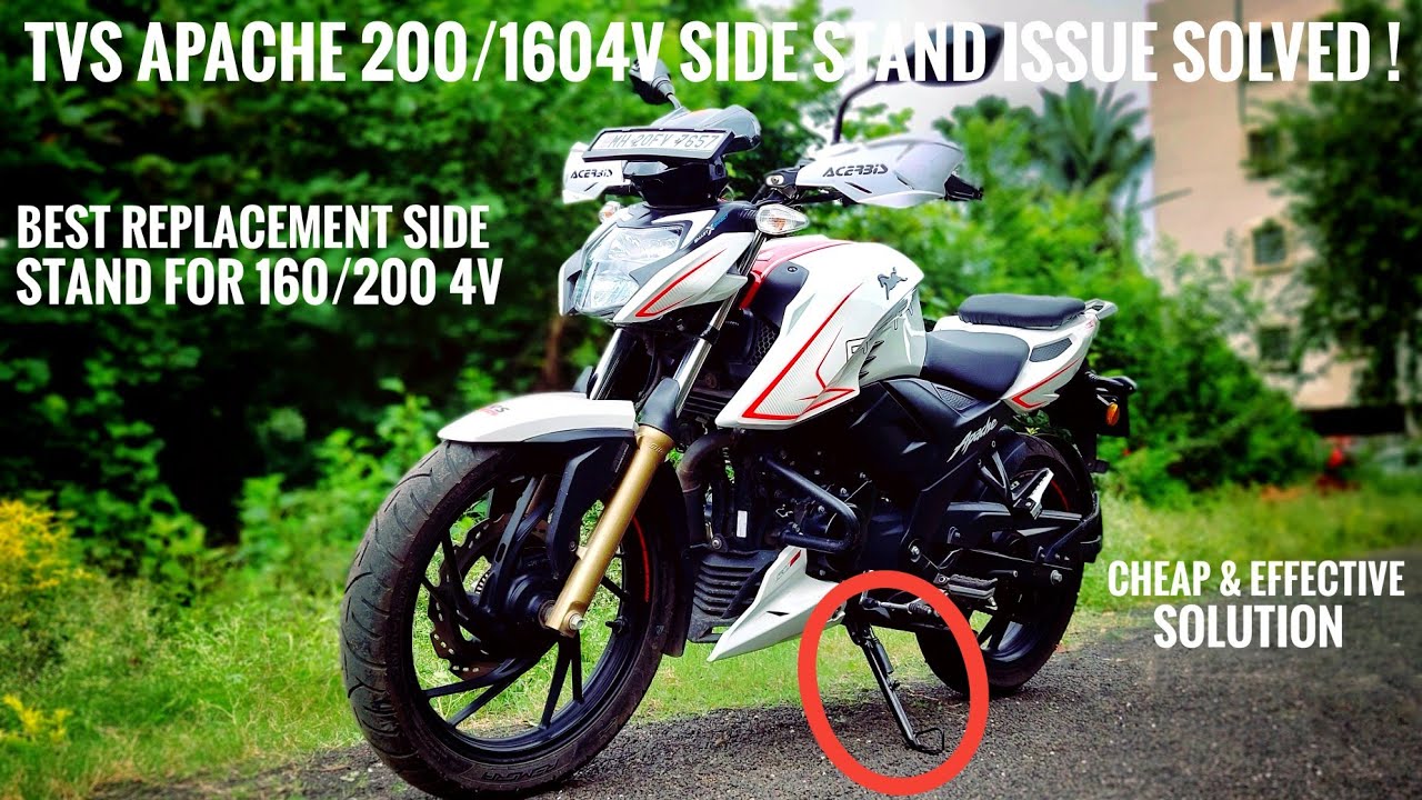 TVS Apache 200 4V Side Stand Issue Solved !  Side Stand Length Problem | A Quick Drive To The Farm